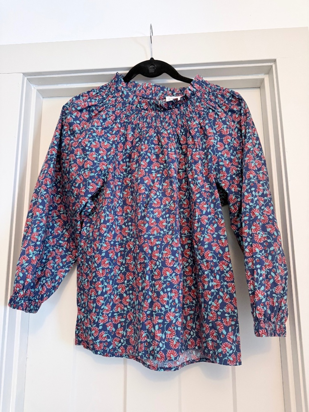 J Crew Factory - Smock Neck Long Sleeve Blouse - Blue - Size Small
